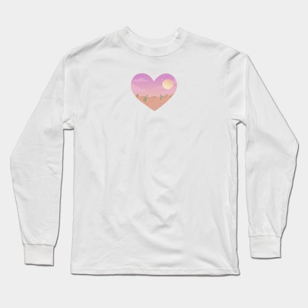 Desert Sunset Heart Long Sleeve T-Shirt by Cosmic Latte